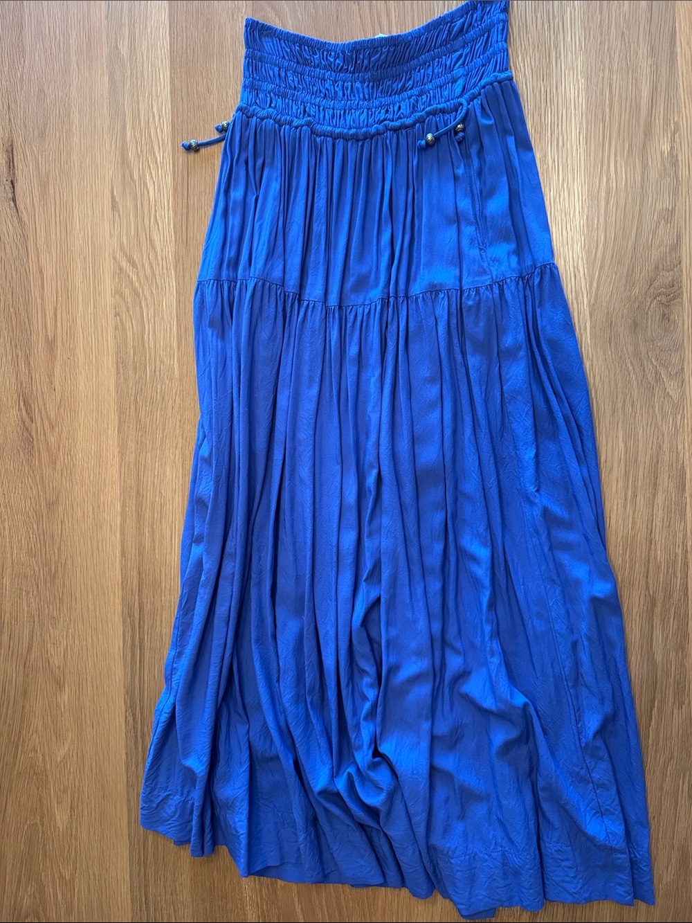 Elan Royal Blue Tiered Maxi Skirt with Smocked Waist